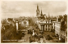 RPPC Vintage Postcard Union Street Aberdeen Scotland Trams