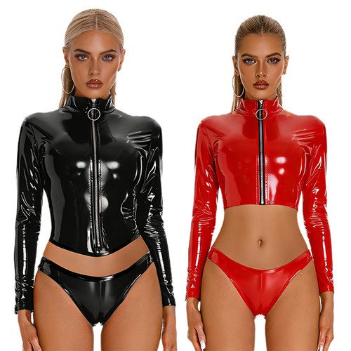 Women latex outfits metallic - latex,