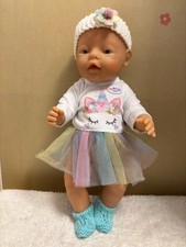 17 inch Baby Born Doll (Preloved) with Unicorn Outfit  & Adoption Certificate