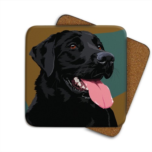 Black labrador coaster - black,