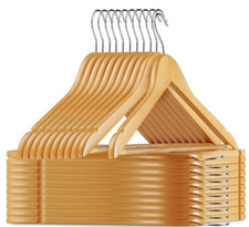 10-200Pcs Wooden Coat Hangers Suit Clothes Natural Wood Trouser Bar 360° Swivel