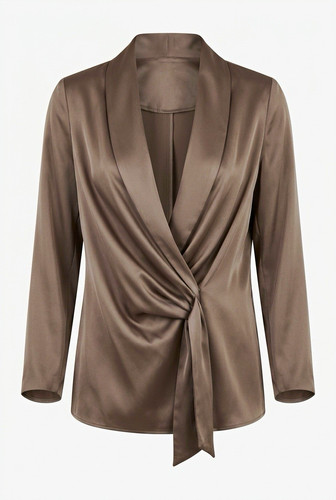 Grey satin wrap blouse - f&f,