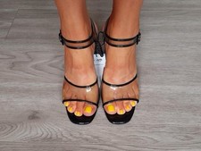 Zara Womens Black Clear Block