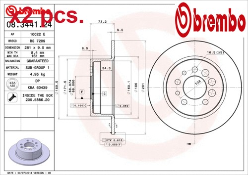 Pcs rear brake disc set - rear,