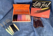 Vintage Little Fork Cocktail Forks.  In Original Box Un Used +Others