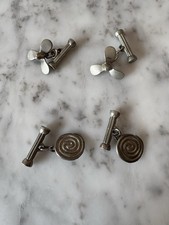 Simon Carter Pewter Cufflinks Propellers And Swirls