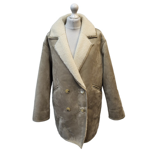 Mng beige faux sheepskin coat - sheepskin,