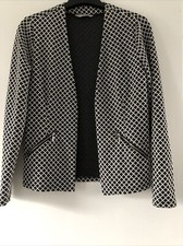 Ladies Black White/Cream Jacket Asda George Size 10 Edge To Edge Front Pockets