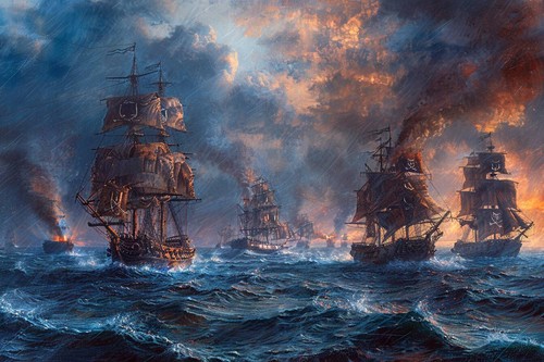 Pirate ship seascape canvas - ship,