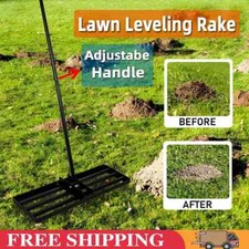 Lawn Leveller 75x25cm Levelling Rake Lute Steel 2m Adjustable Handle Grass