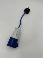FLY LEAD CONVERTER 3 PIN PLUG TO 16 AMP SOCKET CARAVAN,CAMPING HOOK  TYPE 1