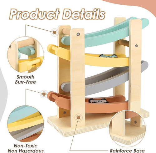 Wooden car ramp toy - wooden, 1-2