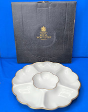 Royal Worcester WHITE AND GOLD Crudite Dish / Serving Platter (34cm) BOXED, EXC