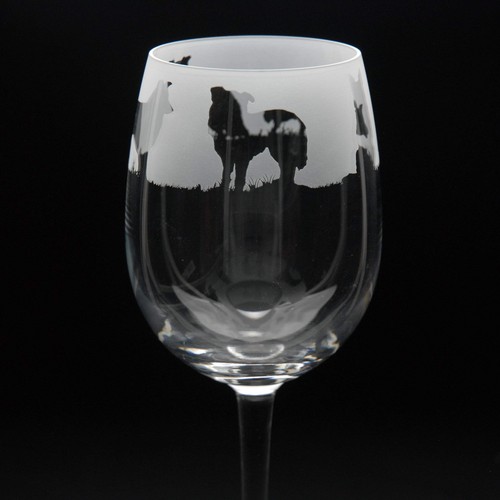 Border collie dog crystal wine - border,