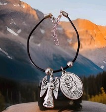 Religious Saint Christopher Patron Saint of Travel & St. Michael Cord Bracelet 