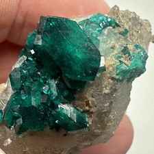 Dioptase Crystals On Calcite Gem Mineral Display Specimen 34 grams