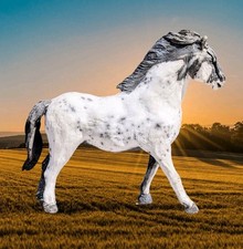 Vintage Raku Studio Art Pottery Horse Figurine Piebald Pony Sculpture Figure MCM