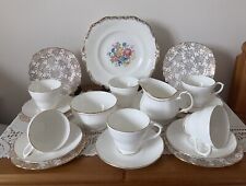 MISMATCHED WHITE & GOLD  VINTAGE BONE CHINA TEA SET VGC