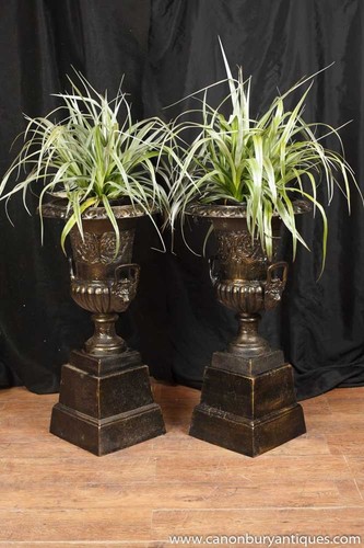 Pair cast iron urns garden - pair,