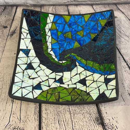 25cm blue green swirl square - blue,
