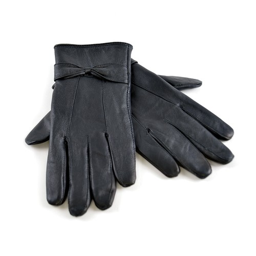 Ladies leather gloves - ladies, bow