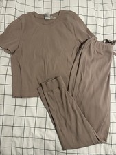 H&M Pale Beige Pink Ribbed Lounge Set Pyjamas Size L