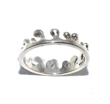 Ladies women's silver wavy signet ring UK size V