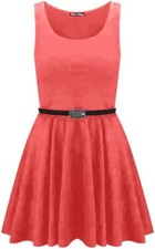 Prime fashions- Plain Dress without a Belt- Skater Frill Round Collar Dress