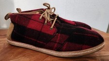TOMS Bota Ankle Boot RED/BLACK PLAID Sz W8/Eu 38.5 Wool Felt Shoes