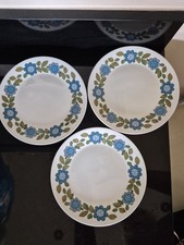 3 Vintage 60s J&G Meakin Topic Floral 8” Dessert Salad Starter Plates 1960s
