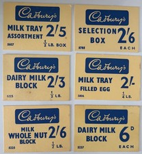 6 X CADBURY'S CHOCOLATE Shop Display Cards MILK TRAY ASSORTMENT DAIRY BLOCK