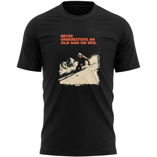 Funny old man skiing - old,