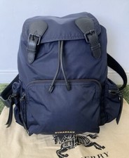 Burberry Technical Nylon Navy Rucksack Backpack Large Bag & Dust Bag Unisex 