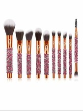 Panther Rhinestone  10 Pcs Makeup Brush Set