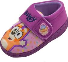 Girls Bluey Slippers Pink Size 4-12 Rip Tape Fasten Strap Girls Boys Kids Dog