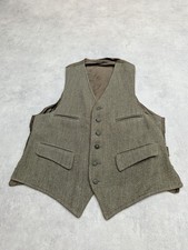 Vtg Christopher Dawes Waistcoat Mens Small Wool Tweed Hunting Vest Country 90s