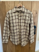 Marni x Uniqlo Oversized Beige Checkered Print Shirt XXS Brown 42” Chest