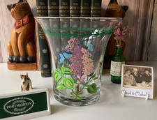 Rare Portmeirion Botanic Gardens Lilac Glass Ice Bucket / Vase Hand Painted VGC