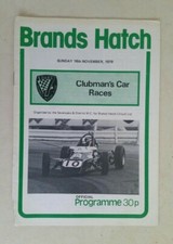 BRANDS HATCH OFFICIAL PROGRAMME 18TH NOVEMBER 1979   CLUBMAN'S CAR RACES