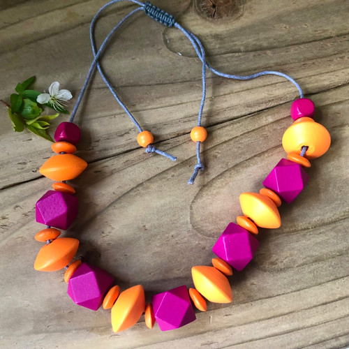 Dark pink orange chunky - dark,