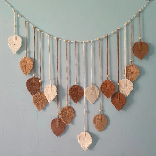 Boho macrame tapestry leaf - macrame,