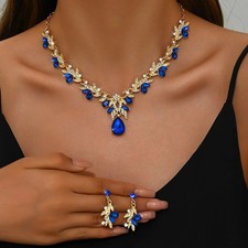 Gold Plated Blue Crystal