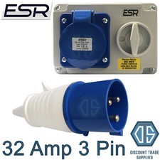 32 Amp 3 Pin Interlock Socket
