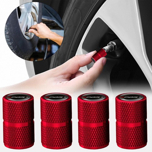 Red car tire valve cap - 4x,