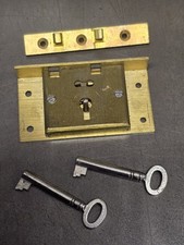 Brass Box Lock with 2 keys, 76 x 41mm - Secure 2 Lever