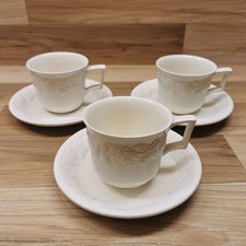 3 x BHS  Lincoln White Fruit Embossed Cups & Saucers