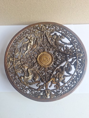 Antique cast iron plate with - plate,