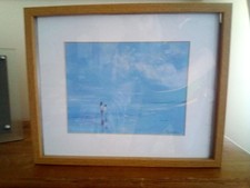 A4 acrylic seascape painting walking on the beach.