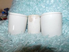 PAIR ANTIQUE GREY PORTOBELLO 8oz CREAMY WHITE GLAZE JARS + SMALLER POT