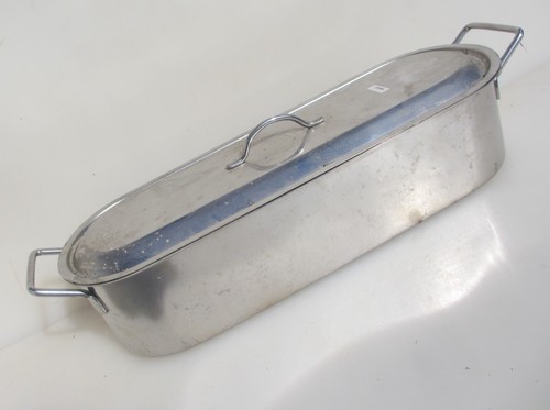 Vintage chrome pan fish kettle - pan,